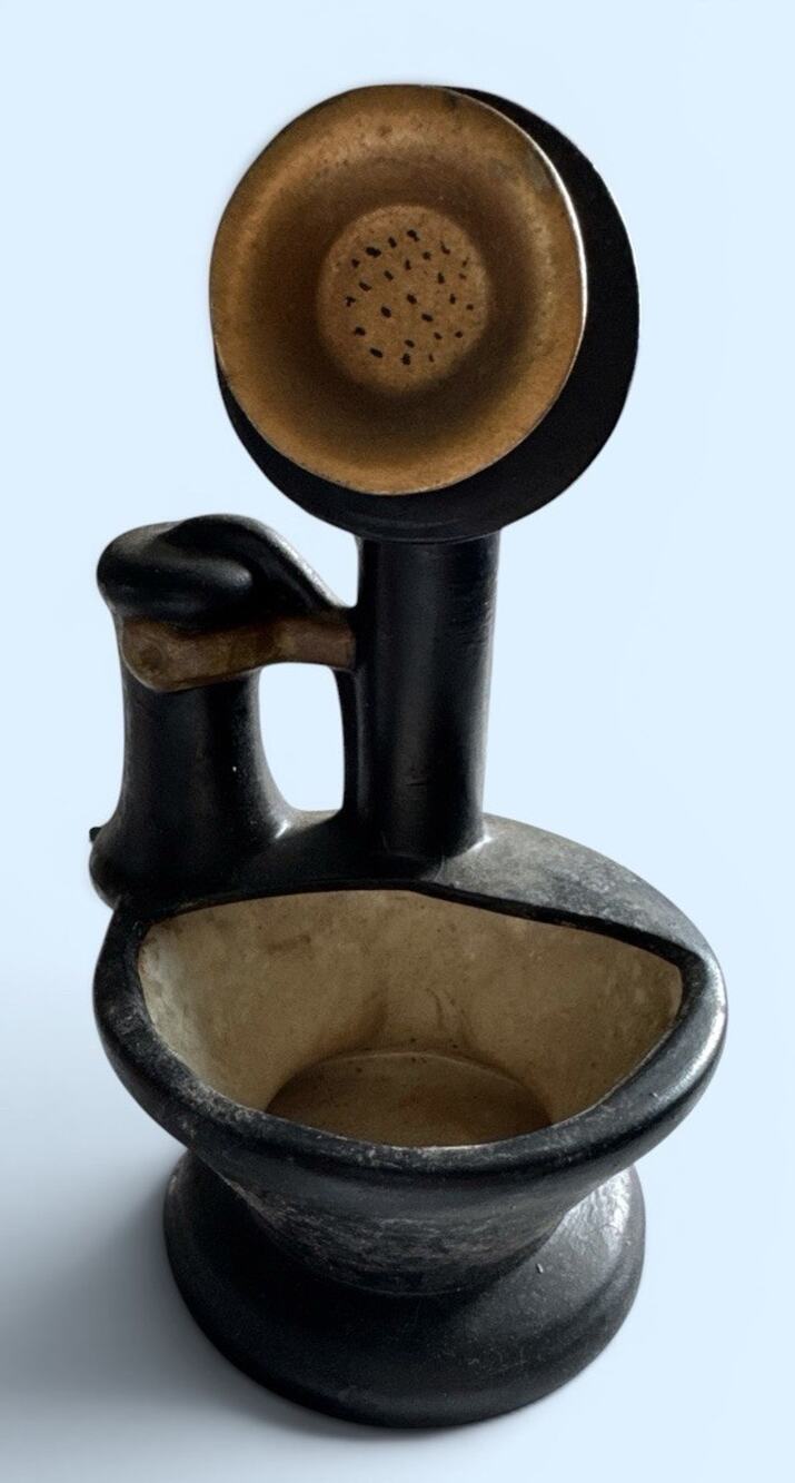 Vintage Telephone Shaped ceramic planter Black Decorative Collectible